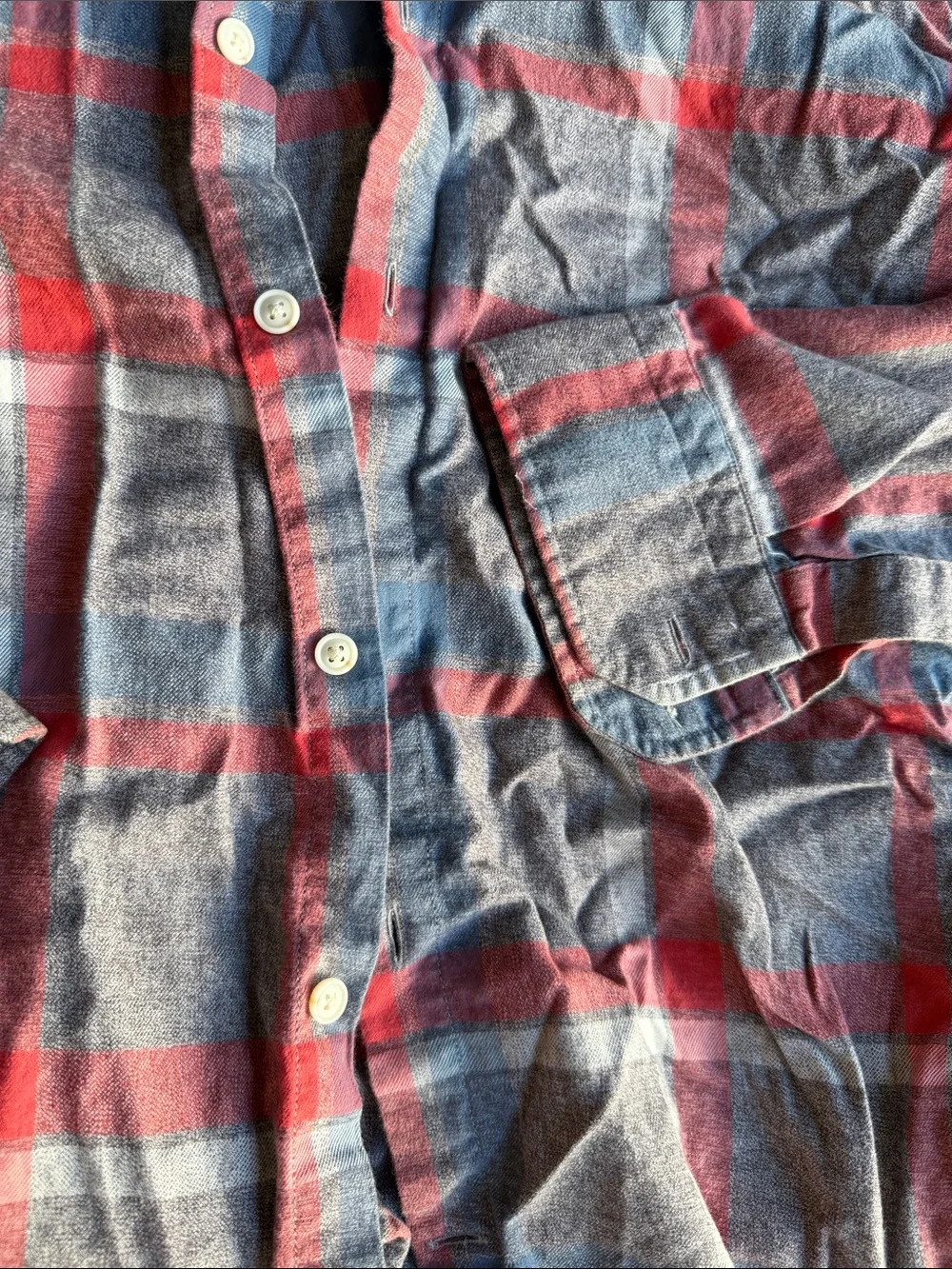 Banana Republic Plaid Button-Down Shirt in Red, Gray & Blue